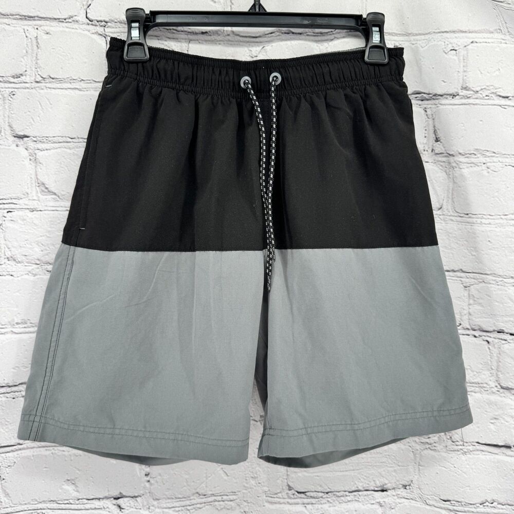 George Swim Trunks Men's S (28-30) Black Gray Color Block Beach Vacation Summer